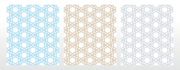 Poster - Set of abstract geometric patterns. Seamless vector backgrounds. Colored ornaments Graphic modern patterns Simple lattice graphic design