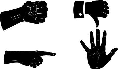 Poster - Hand gestures vector illustration for design elements and creative projects black and white drawing style editable stock vector illustration
