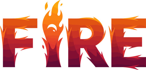 Poster - Fire flame illustration burning hot inferno blaze wildfire heat danger design graphic element 3d text editable stock vector illustration