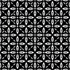 Poster - Flower geometric pattern. Seamless vector background. White and black ornament.
