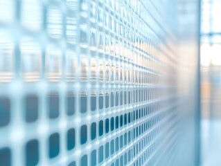 Poster - Blurred Perspective of a Perforated Metal Panel in an Industrial Setting