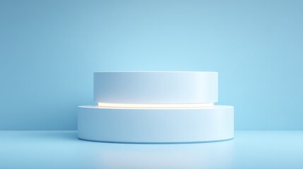 Poster - floating empty podium against plain minimalistic background with ample copy space for text