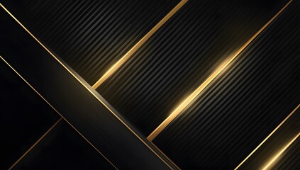 Poster - Golden Diagonal Lines on Black Background