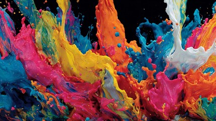 Poster - Vibrant Colorful Paint Splash Explosion Dynamic Abstract Background Design Image Digital Art Modern Colorful  Fluid Artistic Texture Graphic Design Element Wallpaper Illustration  
