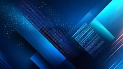 Fototapete - Abstract Blue Geometric Design with Linear Patterns and Gradient Effects