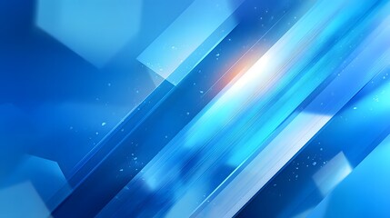 Fototapete - Dynamic Blue Abstract Background with Geometric Shapes and Light Effects