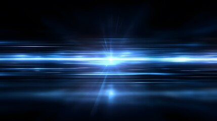 Poster - Dynamic Blue Light Streaks on a Dark Background