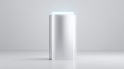 Poster - solitary empty podium with sleek mirror-like surface reflects ambient light within minimalist setup