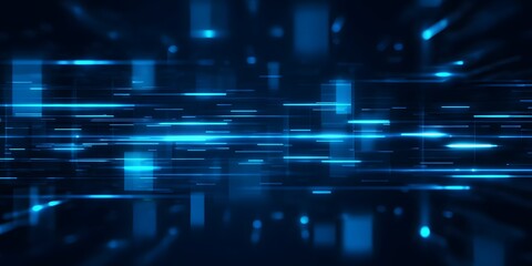 Poster - Abstract Blue Light Trails on Dark Background