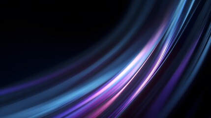 Poster - dynamic flow of light: abstract curved lines in blue and purple