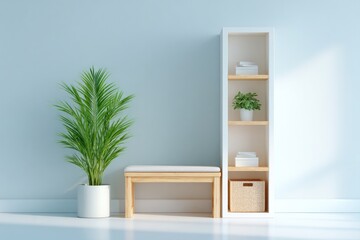 Poster - capture bright minimalistic entryway with single coat rack and copy space