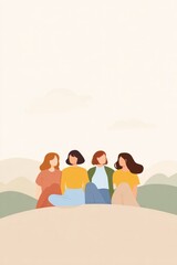 Poster - celebrate international friendship day with minimalistic illustration that showcases diverse friendships