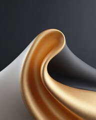 Poster - Golden Sheen Elegant Wave Patterns with Metallic Textures and Dramatic Chiaroscuro Lighting for Premium Luxury Branding and Upscale Web Promotion