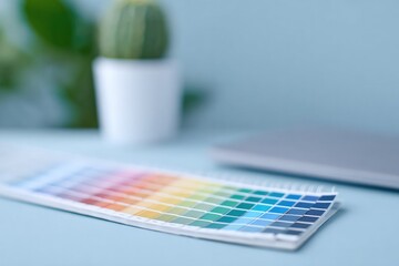 Poster - elegant workspace with clean lines showcasing graphic designer tools for creating minimalist designs on simple desk