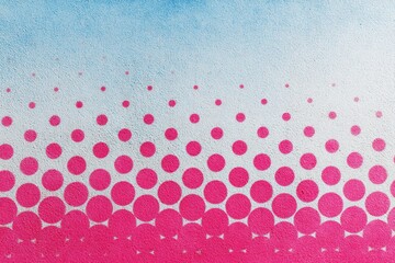 Poster - Grunge Halftone Summer Background with Hot Pink Dots and Aqua Brush Marks on Distressed Cardboard for Vintage Social Media Templates