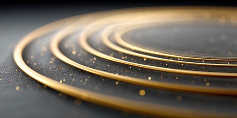 Poster - Iridescent Golden Rings with Floating Zodiac Glyphs on Dark Cosmic Gradient Background - Abstract Esoteric Digital Art for Luxury Branding and Mystical Content