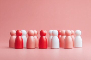 Poster - Diverse Voter Turnout Concept with Colorful Figurines on Pastel Background for Political Analysis and Inclusive Electoral Participation Trends
