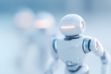 Poster - robotics integration in society with blurred figures in background
