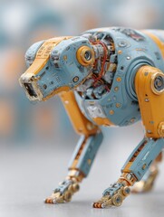 Aufkleber - Heavy-duty Quadruped Robot Dog with Reinforced Chassis and Visible Hydraulics Showcased at Indoor Technology Exhibition for Industrial Innovation