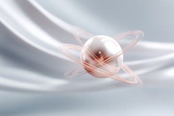 Aufkleber - Futuristic Quantum Atom Model with Orbiting Electrons in Minimalist Space for Advanced Physics Education and Digital Science Marketing
