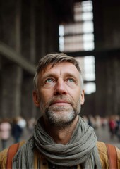 Aufkleber - Experienced Architect Reflects in a Post-Industrial Renovated Power Station Embracing Sustainable Design and Urban Regeneration Trends
