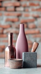 Aufkleber - Post-industrial luxury still life with vintage factory tools and modern design objects in textured materials for upscale interior decor and branding