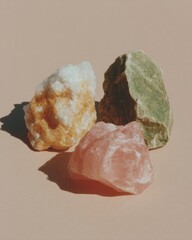 Aufkleber - Natural Raw Mineral Nuggets with Varied Textures on Neutral Surface Representing Commodity Investment and Physical Asset Value for Financial Education