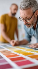 Aufkleber - Collaborative UI Design Professionals Reviewing Color Palettes and Wireframes for Creative Digital Product Development in Modern Design Agencies