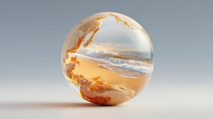 Aufkleber - Transparent Globe with Detailed Earth Topography and Ocean Waves, Modern Eco Design for Environmental Awareness and Educational Visualization