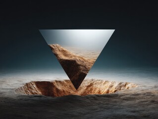 Poster - Surreal Earthquake Deep Hole with Exposed Soil Layers and Uneven Edges Highlighting Geology and Natural Disaster Awareness in Modern Design