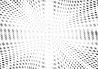 Poster - Halftone texture dot radial background, cartoon comic retro pop art dot border, halftone shadow