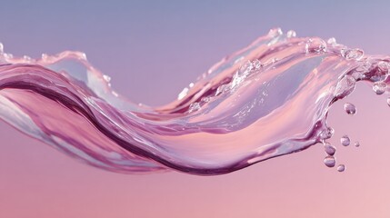 Poster - Smooth Pink Water Splash Arc with Detailed Liquid Texture on Transparent Background for Refreshing Product Marketing and Modern Packaging Design