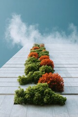 Aufkleber - Modern Building Retrofit with Vertical Garden and Solar Panels Against Clear Sky for Sustainable Urban Development and Eco-Friendly Architecture