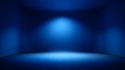 Poster - Blue-lit Empty Stage with Spotlights