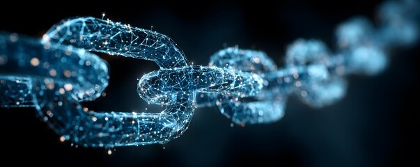Poster - Abstract Chain Links Formed by Blue Particles in a Dark Background