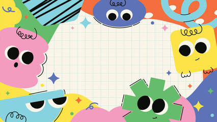 Aufkleber - Kids and children background vector. Fun Childish hand drawn doodle design. Playful cartoon design for packaging design, wallpaper and print, back to school.