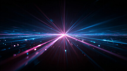 Poster - Abstract light speed background with neon glow effect for futuristic technology concept design art 3d