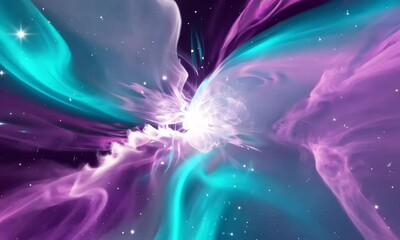 Wall Mural - abstract swirling colors of purple and turquoise creating a cosmic vortex in space