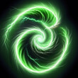 © AIgameicons - Glowing green energy swirl with dynamic lightning effects and a dark background creating an electric atmosphere that conveys motion and power.