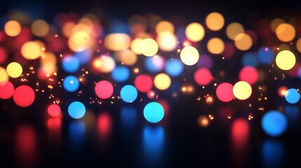 Poster - colorful bokeh lights background for christmas holiday celebration and party decoration abstract des