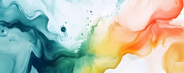 Poster - An abstract illustration featuring vibrant swirls of blue, green, red, and orange, creating a harmonious blend of colors. Perfect for backgrounds, designs, and artistic projects.