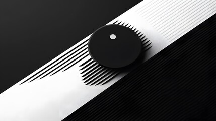 Poster - A minimalist close-up of a black knob on a white textured surface, showcasing modern design elements that blend functionality and style, perfect for creative projects.