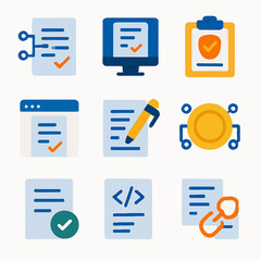 Poster - Collection of various document and data-related icons, illustrating concepts.