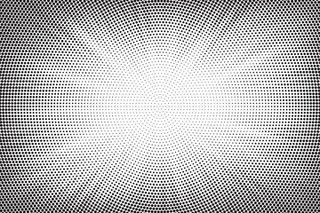 Poster - Halftone texture dot radial background, cartoon comic retro pop art dot border, halftone shadow