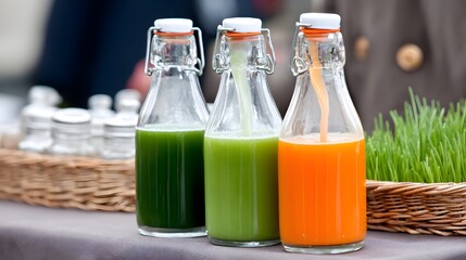Poster - A vibrant video for a new line of organic juices, featuring colorful fruits being juiced and poured into bottles, with people enjoying the drinks in various outdoor settings