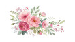 © sautb - Beautiful floral arrangements of watercolor roses and leaves in botanical style ideal for wedding cards, fabric prints, logo decoration and elegant stationery design