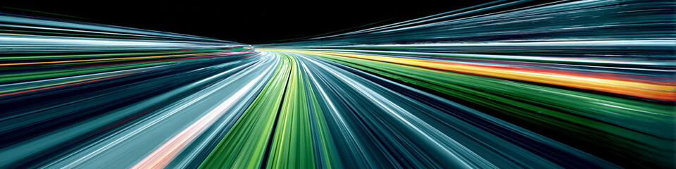 Poster - Abstract light trails showing speed and motion in a colorful display