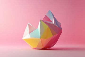 Poster - colorful low poly abstract shapes create a vibrant display against a pastel background, colorful low
