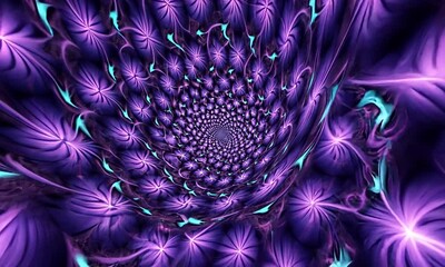 Wall Mural - abstract spiral design in vibrant purple and teal colors, creating a mesmerizing visual effect