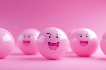Poster - Unique emoticons in a playful arrangement highlighting social media connections and expressions, Group of emoticons Social media concept with unique design emojis Isometric 3D render